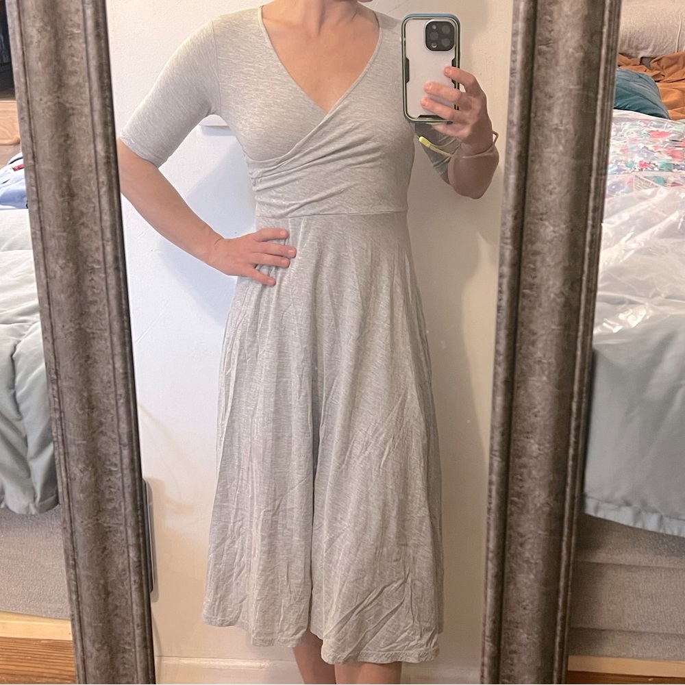 Comune Heather Gray T-Shirt Dress, wrap style, XS NWT